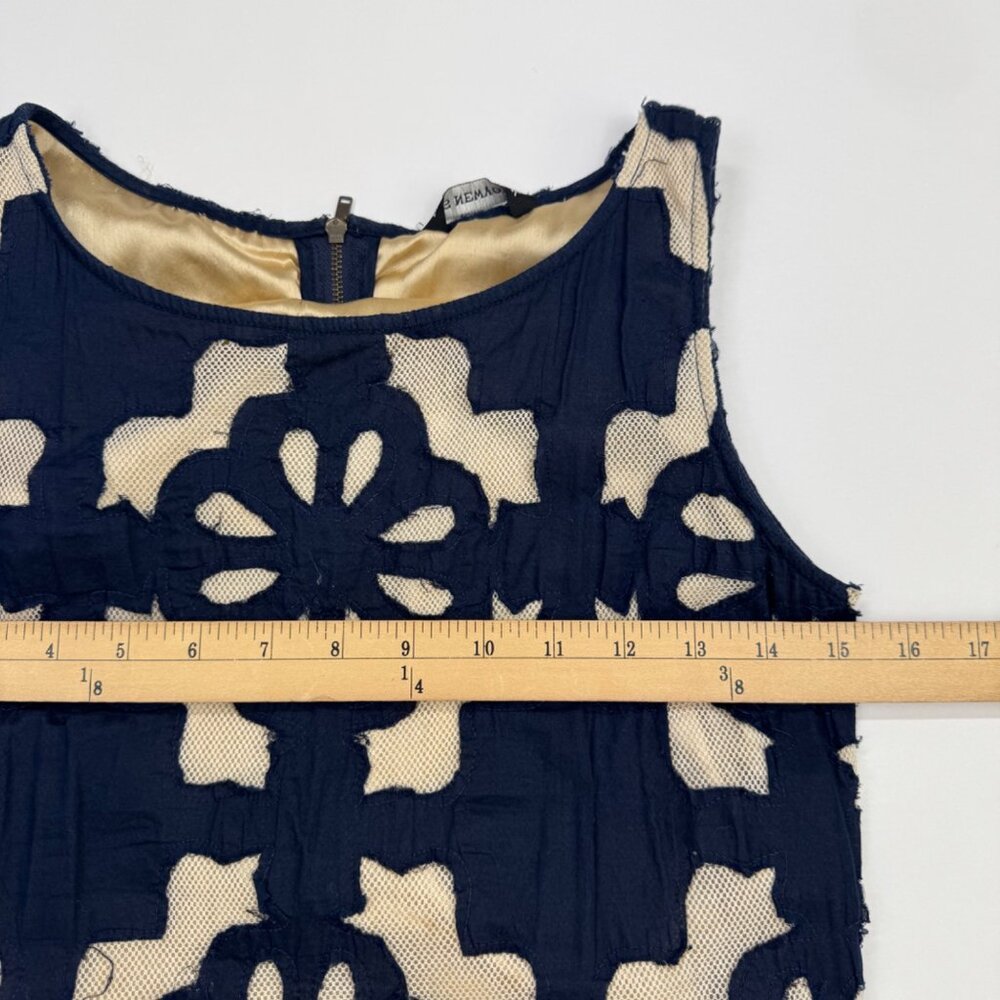 Kas New York Embroidered Shift Sleeveless Dress Navy Ivory Size Small - Picture 5 of 14